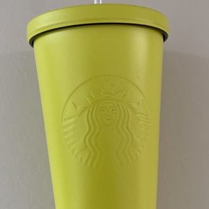 Starbucks metal lime green travel cup with straw- approx 16oz. Dishwashe…